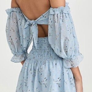 Blue and Gold Backless Self Portrait Dress
